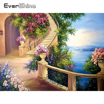

EverShine Diamond Painting Full Drill Square Scenery Diamond Embroidery Full Display Ladder Picture Of Rhinestones Home Decor