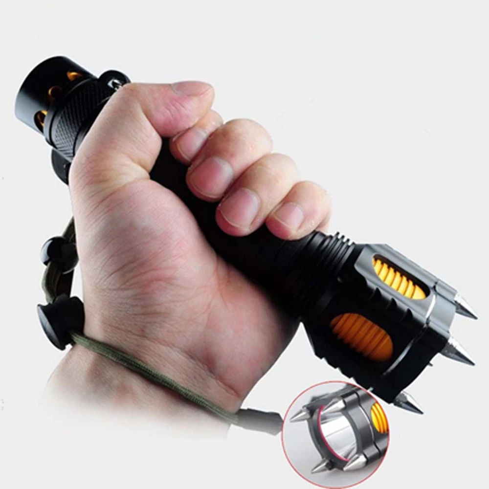 

1PC 1200Lm Electric Torch CREE T6 LED Metal Heads Tactical Flashlight Audible Alarm/Self-Rescue/Outdoor Hiking/Camping/Traveling
