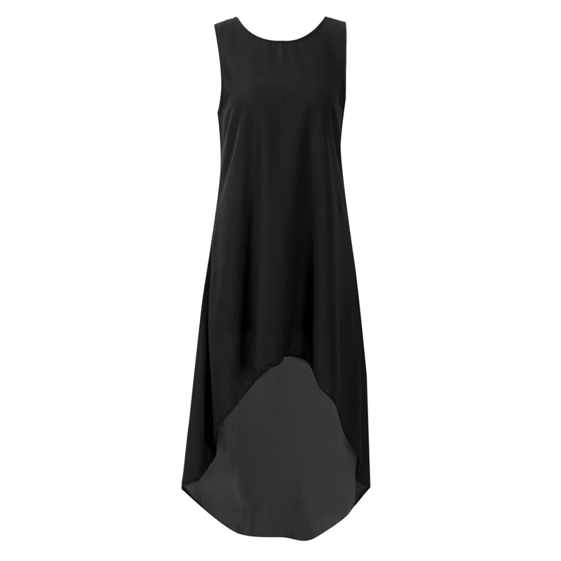 

Casual Women's Sleeveless Pleated Black White Asymetrical Vest Blouse Female Clothes Korean