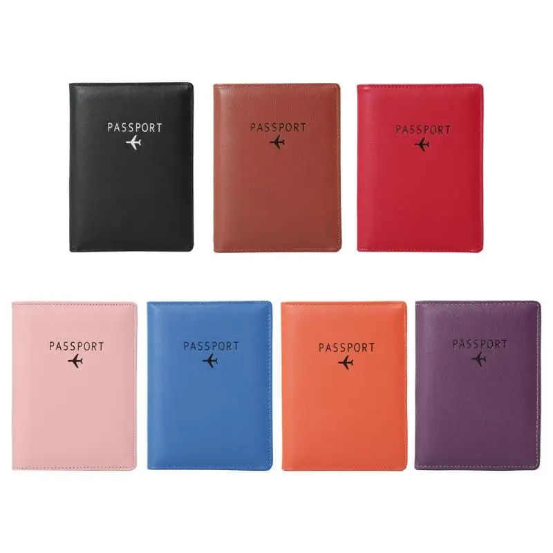 

Simple Solid Passport Wallet for Women Men Casual PU Leather Bifold Elegant Card Holder Money Purse ID Passport Card Wallet