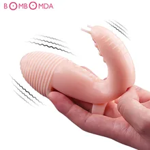 Finger Sleeve Vibrator Dual Motor Rabbit Dildo Vibrator Pussy Female Masturbator Clit Stimulate Adult Sex Toys For Women Lesbian