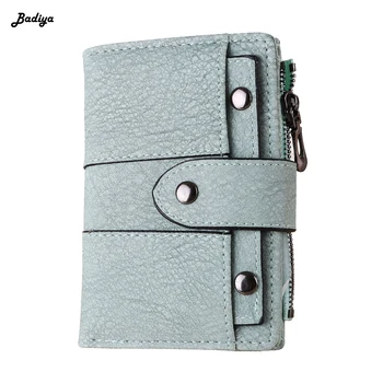 

2019 Coin Purse Women Short Trifold Purse Retro Rivets Design Wallet Hasp Frosted Leather Ladies Card Holder For Documents