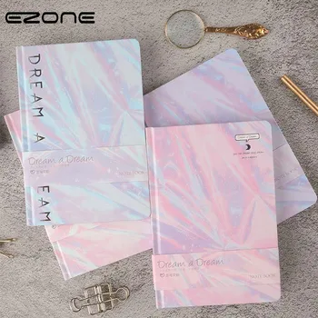 

EZONE Laser Hard Cover Notebook Line Pages Diary Memo Gradient Pink Purple Notebook 128 Sheets 145*210mm Office School Supply