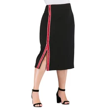 Юбка женская плюс размер Сексуальная юбка Харадзюку модные женские юбки полосатая соединенная Высокая талия Сплит молния сзади Вечерние миди юбка