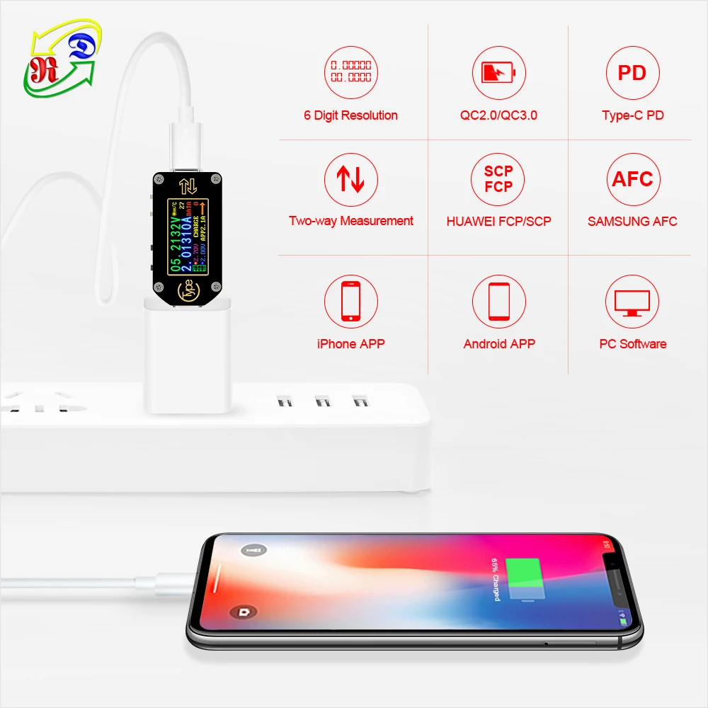 RD TC66/TC66C тип-c PD триггер USB-C Вольтметр Амперметр Напряжение 2 способ измеритель тока мультиметр PD зарядное устройство батарея USB Тестер