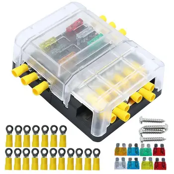 

1 PC 6 Way 32V 100A Fuseholder Fuse Box Holder 12P Negative Busbar with Fuses Terminals for Ship Marine Bus Boat Car