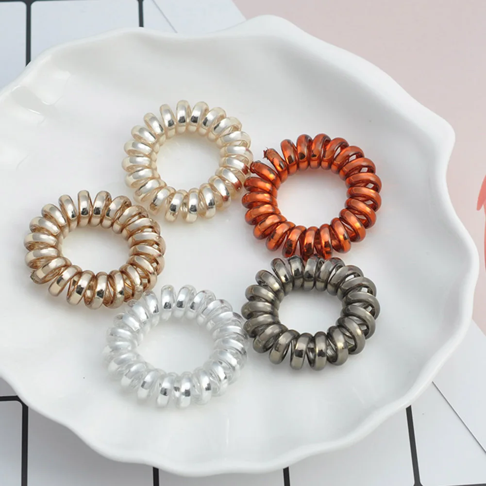 5Pcs Spiral Shape Elastic Hair Bands Ponytail Holders Hair tie Gum