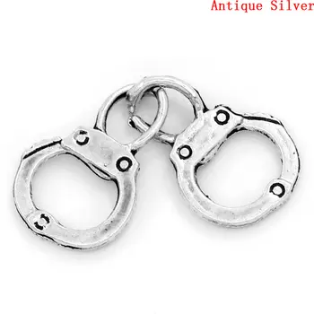 

Lovely Charm Pendants Handcuffs Silver Color 17x12mm,30PCs (B23327)