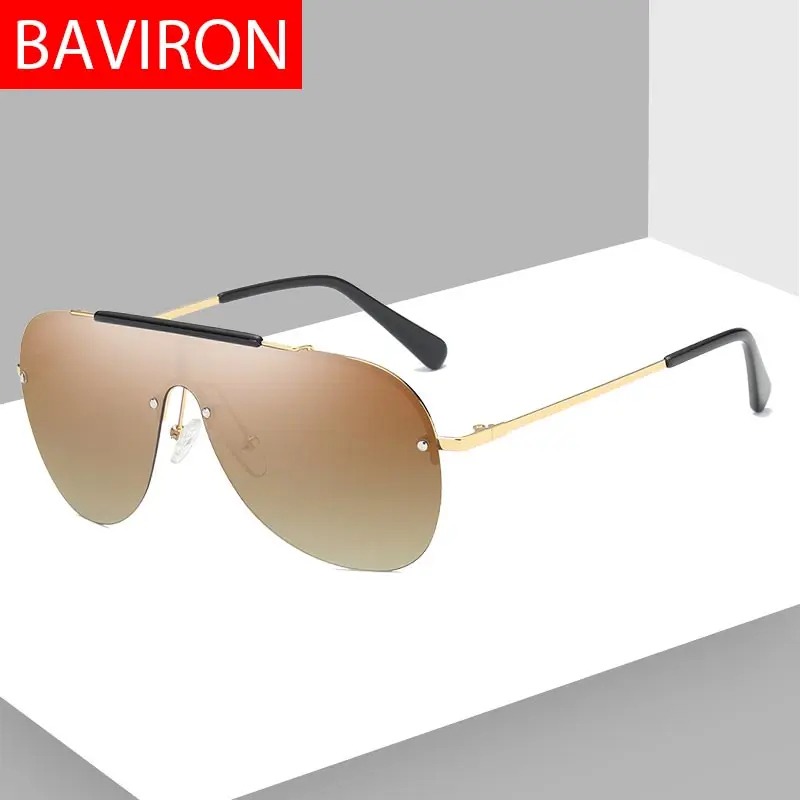 

BAVIRON Rimless Polarized Men's Sunglasses uv Protection Brand Designer Drop Ship Sunglasses Drive Gradient Sun Glasses Vintage