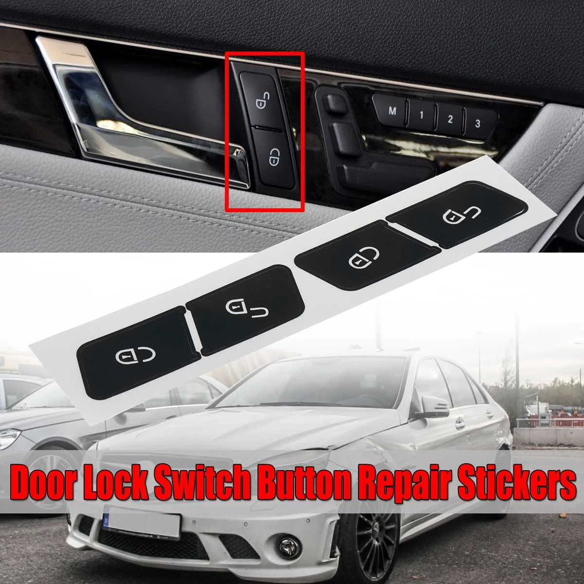 

1x Car Inner Door Lock Switch Button Repair Car Stickers Decals For Mercedes For Benz W204 C300 2007-2014 Fix Ugly Button
