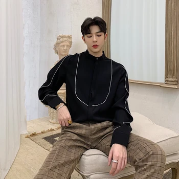 

Autumn And Winter New Dress Shirt Men Fashion Solid Color Loose Long-sleeved Shirt Man Streetwear Trend Wild Casual Shirt Male