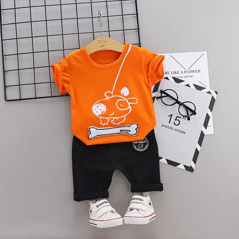 Summer Fashion Cartoon T-Shirt Shorts 2pcs/Sets Children Baby Boys Girl Cotton Clothes Child Toddler Casual Wear Kids Tracksuits