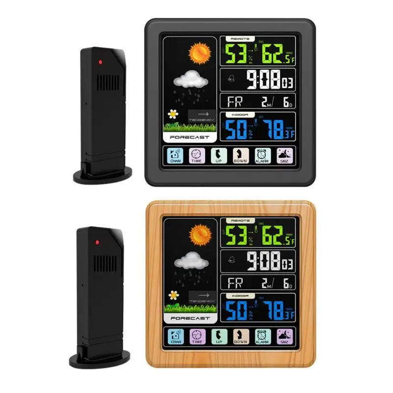

LED Touch Screen Digital Wireless Alarm Clock Thermometer Hygrometer Weather Forecast Tester Indoor Temperature Humidity Meter