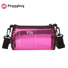 Прозрачная сумка через плечо с буквенным принтом для женщин, модные водонепроницаемые сумки из ПВХ для девочек, цилиндр из ПВХ, сумки на плечо Bolsa femenina