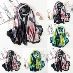 Модные повседневные женские с принтом атласные-шелковые прямоугольный шарф wrap Lady шаль пляжные шарфы палантин один размер для девочек