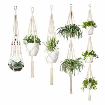 

Macrame Plant Hanger Set Of 5 Indoor Wall Hanging Planter Basket Flower Pot Holder Boho Home Decor