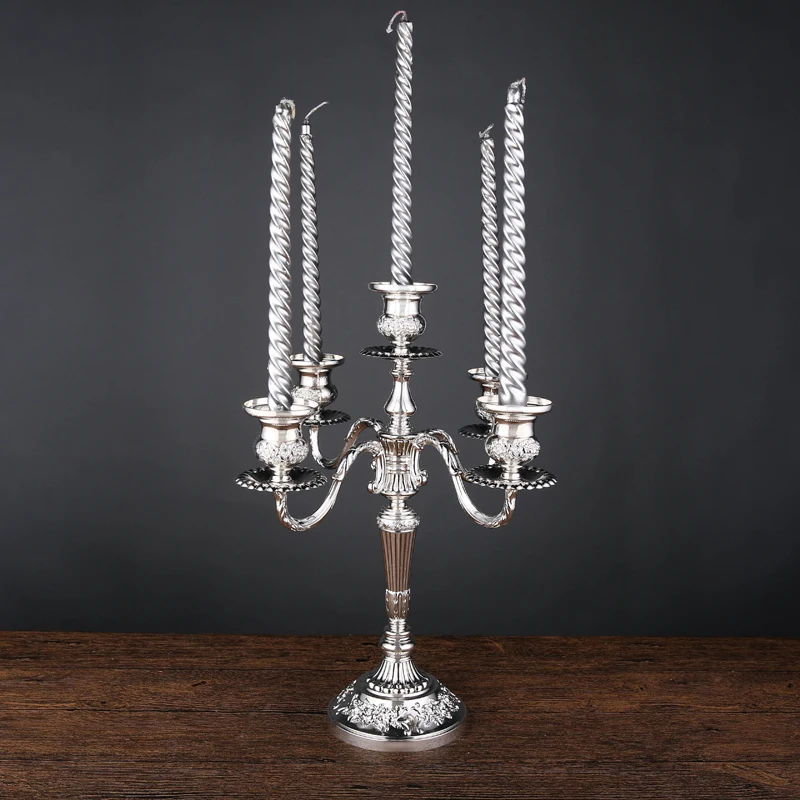 European luxury Royal alloy Metal Candle Holder Desktop candlestick