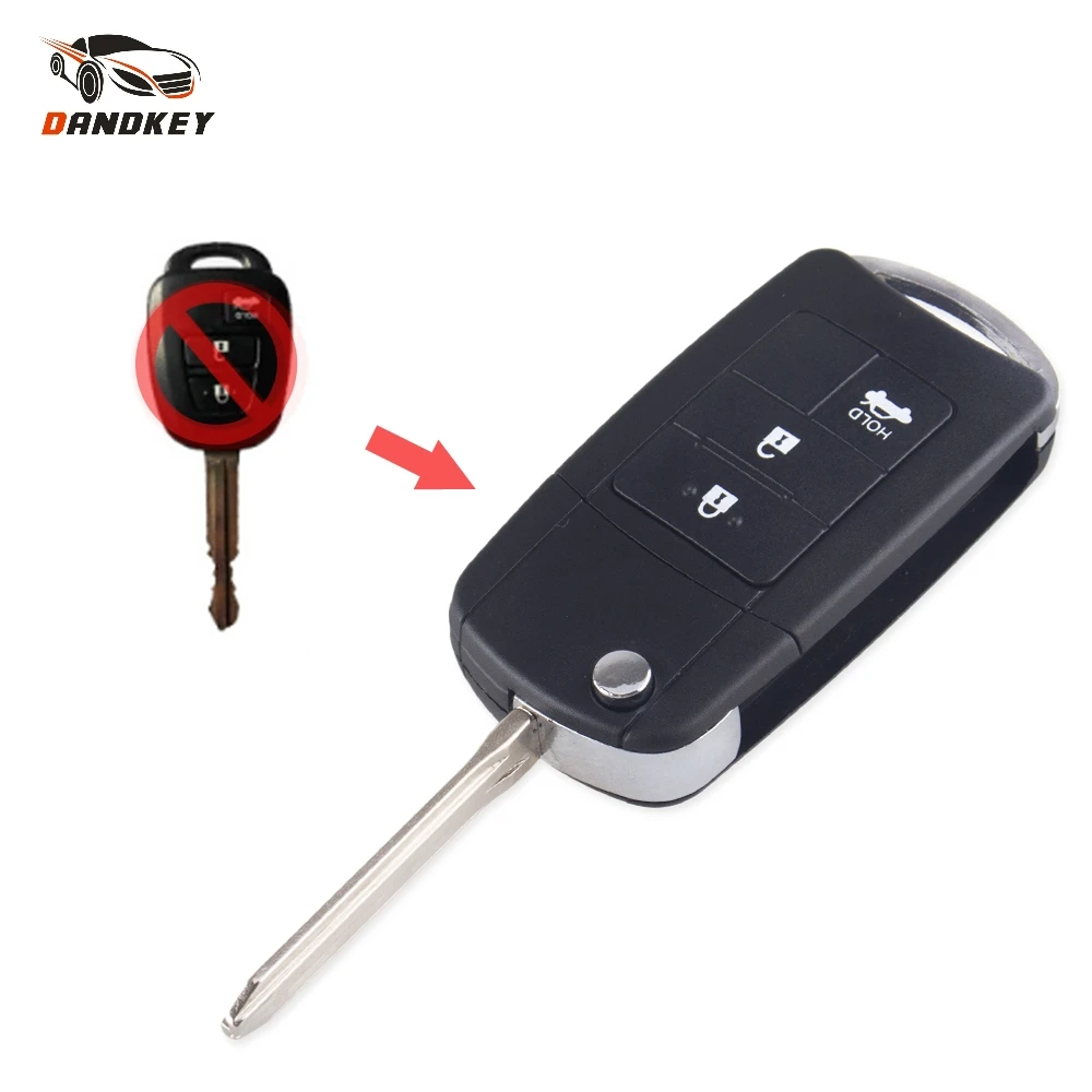 Dandkey откидной складной 3 кнопки модифицированный для Toyota Prius Vios RAV4 Crown Camry 2012 2014