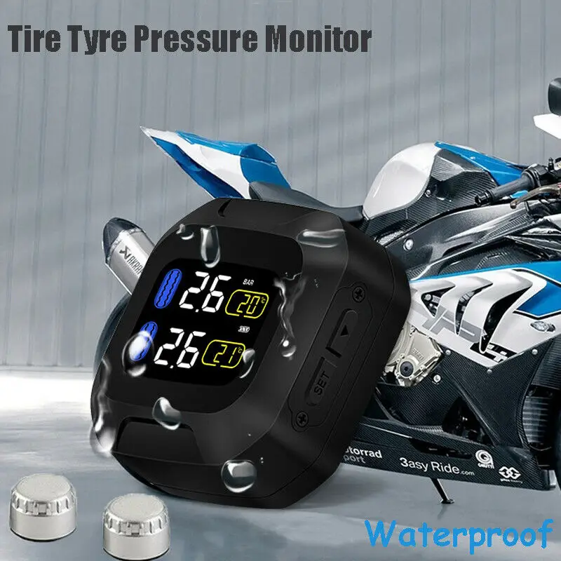 Беспроводной мотоцикл водостойкий TPMS шина датчик давления в шинах Система + 2