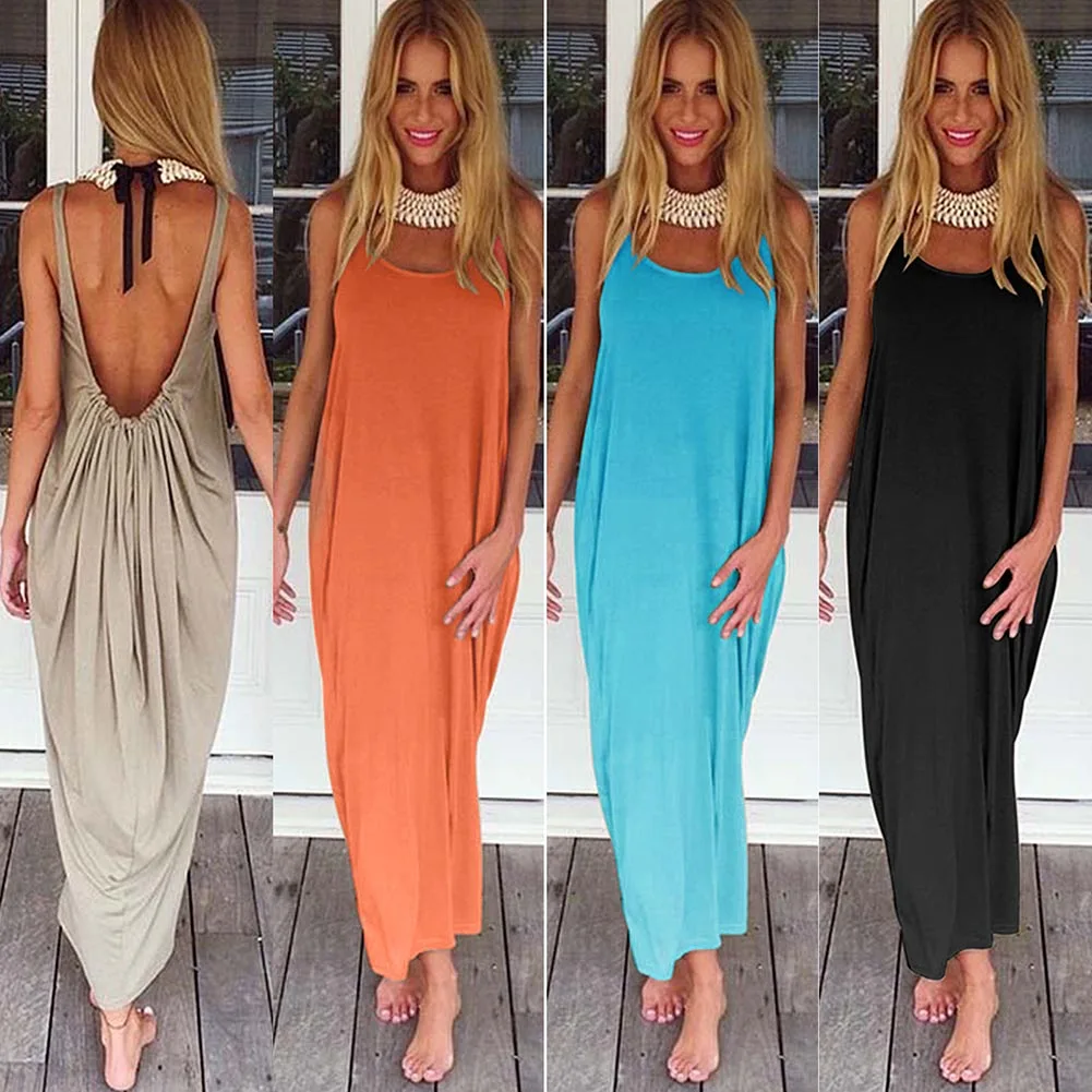 Женское платье с открытой спиной Vestido boho летнее большого размера плюс вечерние