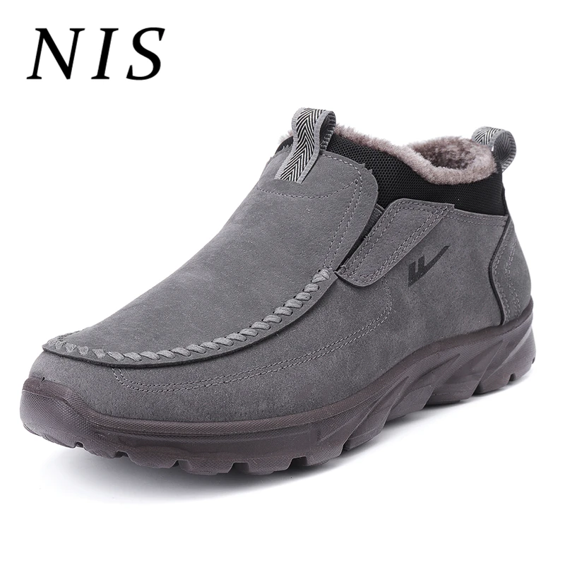 

NIS Plus Size Winter Snow Boots Shoes Men Faux Suede Fur-Lined Boots Plush Warm Ankle Shoe Booties Loafers Casual Sneakers New