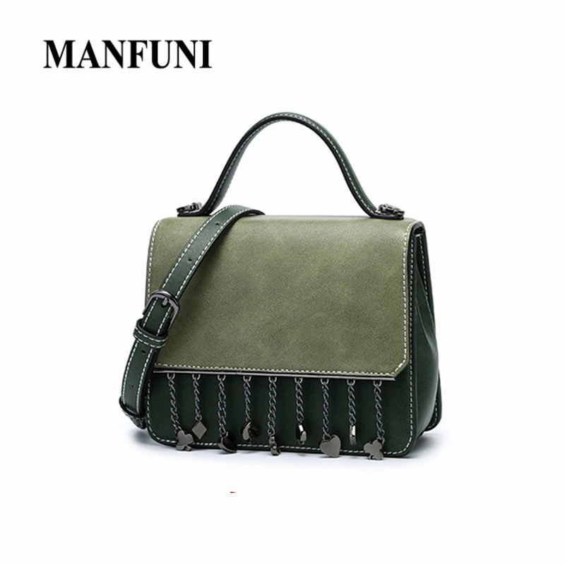 

Handbag Woman Tote Shoulder Bag Tassel Green Fashion Ladies Bag Female Messenger Bag Brand 2018 New Flap Pu Leather Mini Handbag