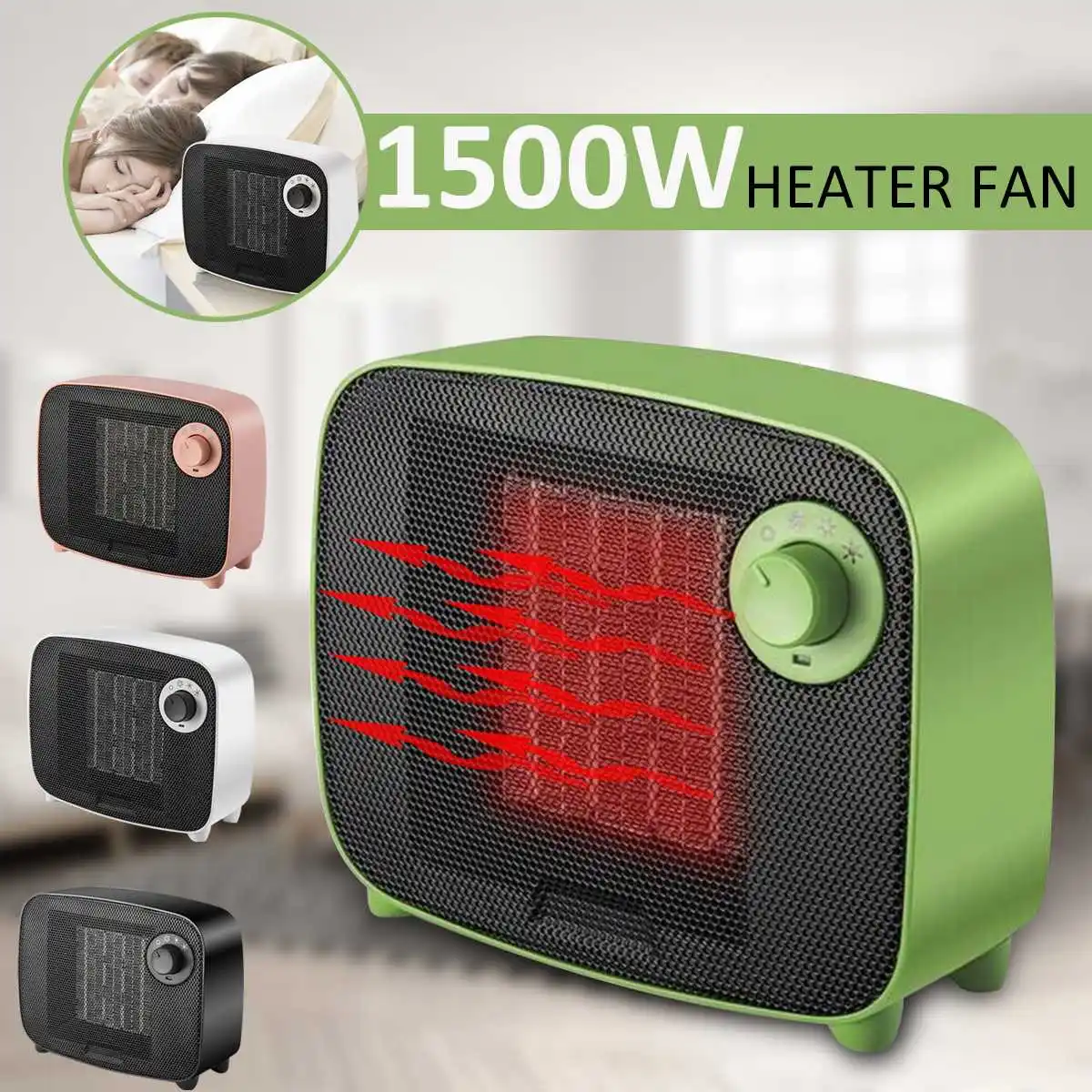 

Small Handy Heater Fan 1500W Electric Space Mini Heater Fan 220V Desktop Fan Portable Warmer Air Blower Fan for Household Office