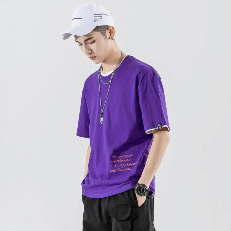 

Men's T-shirt 19 Summer New Round Neck Short-sleeved T-shirt Letter Printing Slim Youth Loose Personality Casual Men's Clothing