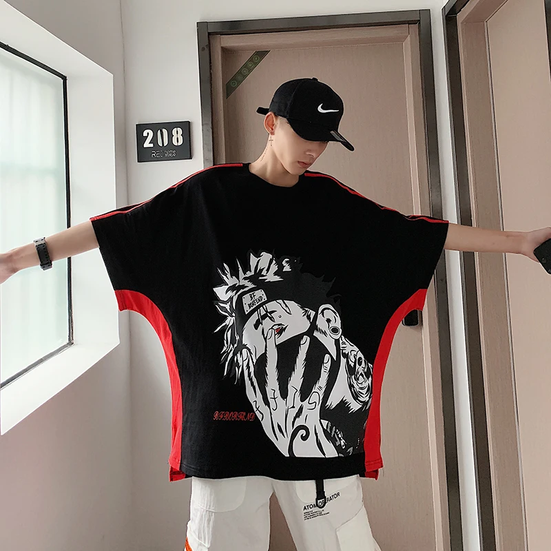 

Men's T - shirt spring 2019 new loose casual T - shirt cartoon print round neck five - quarter sleeve youth men's wear