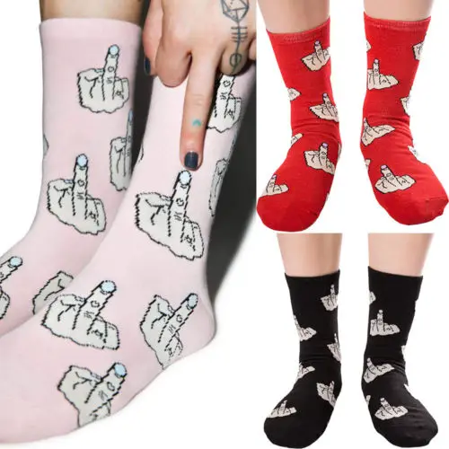 Женские хлопковые носки 3D средний палец печати шикарные дизайнерские укороченные носки чулочно-носочные изделия Harajuku мягкие носки