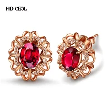 Европейская и американская мода, классические серьги из розового золота, изысканный красный кристалл, женские Свадебные Элегантные Простые Роскошные ювелирные изделия