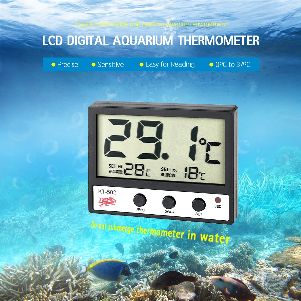 

Fish Tank Water Temperature Meter °C/°F High/Low Temperature Alarm Aquarium Accessories LCD Digital Aquarium Thermometer