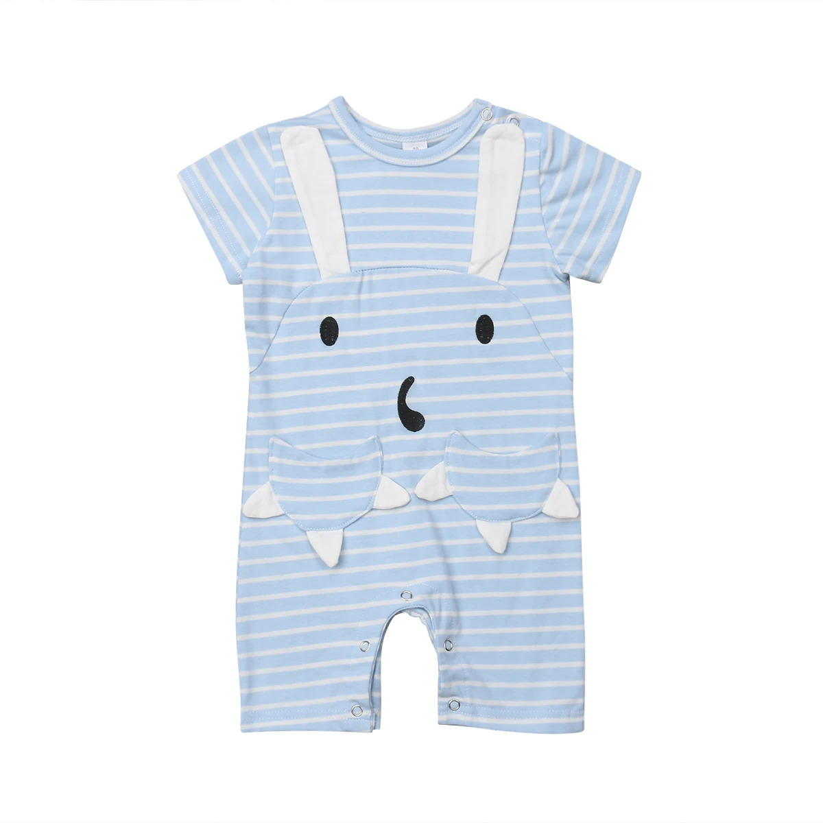 3D Cartoon Baby One-pieces Newborn Boy Girl Rompers Jumpsuit Short Sleeve Cotton Playsuits Kids Striped Clothes | Детская одежда и