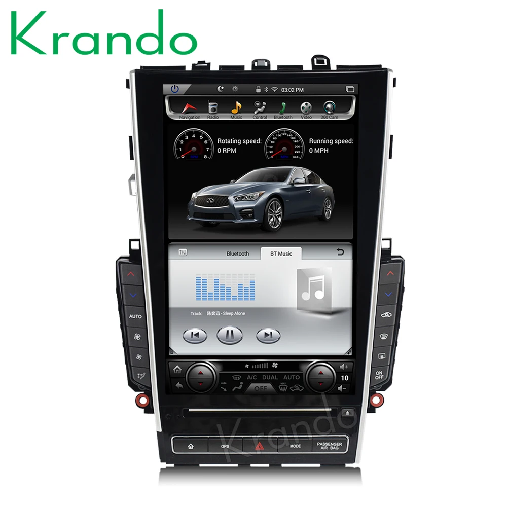 Sale Krando Android 8.1 12.1" Tesla Vertical screen car audio radio player for Infiniti Q50 Q50L gps navigation multimedia system BT 5