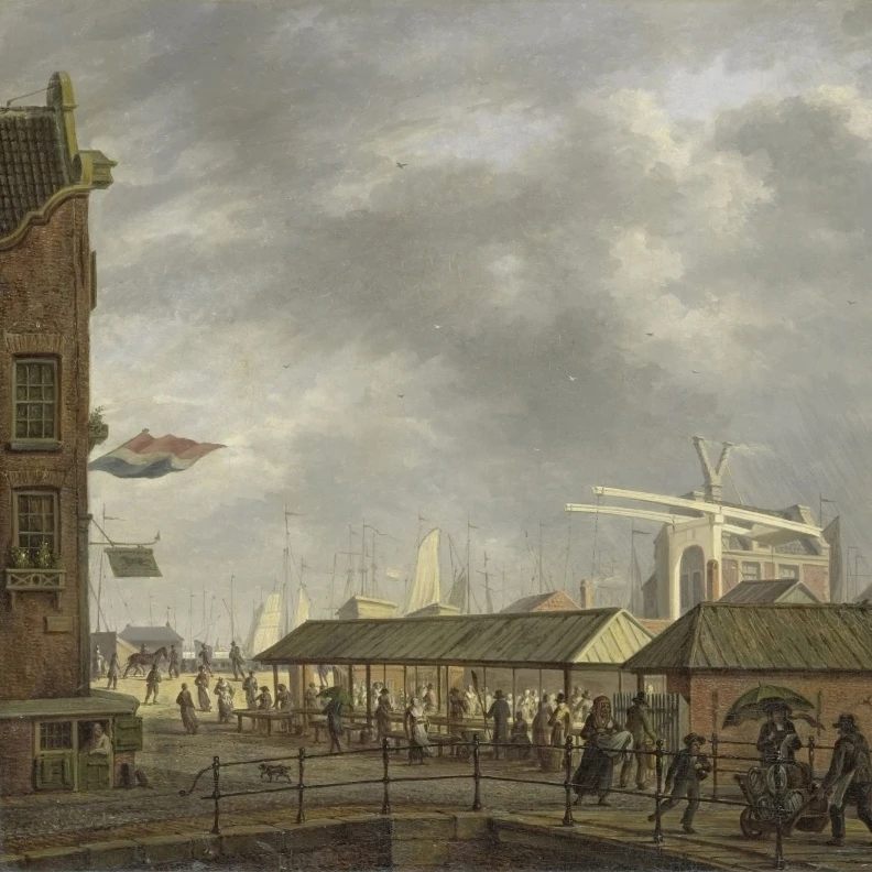 Small Fish Market In Amsterdam Poster Print (24 x 18) | Дом и сад