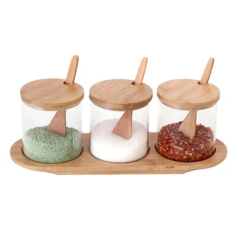 

3pcs Kitchenware Seasoning Jar Seasoning Box Glass Seasoning Rack Spice Pots Storage Container Herb & Spice Tools Set