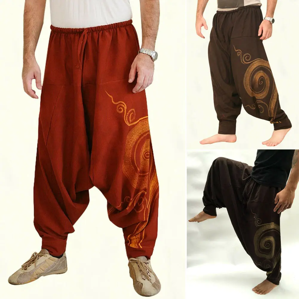 

2019 New Style Fashion Hot Plus Size Men's Loose Pants Trousers Casual Loose Cross Print Long Pants
