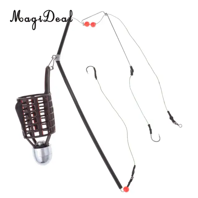 US $3.21 20g 30g 40g 2 Hooks Fish Bait Feeder Basket Holder Fishing Lure Cage With Line Hooks Fishing Access