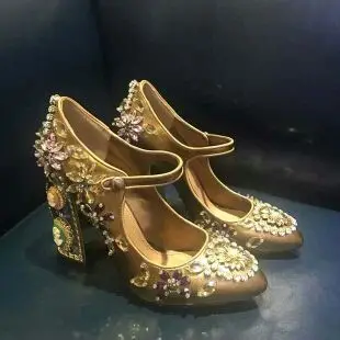 Luxury Brand Design Fashion Women Pumps Handmade Crystal String Bead Rhinestone Genuine Leather High Heeled Shoes Real Pic Luxury Brand Design Fashion Women Pumps Handmade Crystal String Bead Rhinestone Genuine Leather High Heeled Shoes Real Pic