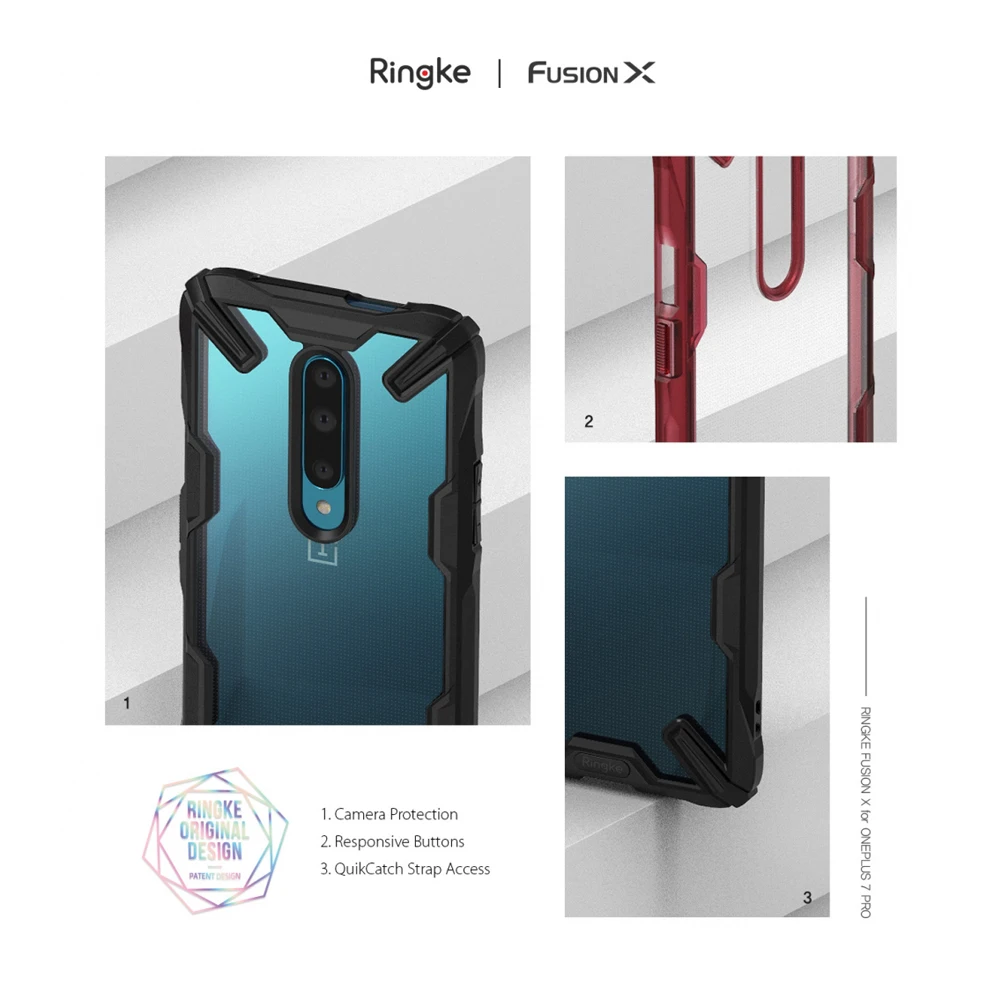 Чехол Ringke Fusion X для Oneplus 7 Pro, двойной слой, прозрачная задняя крышка из поликарбоната, мягкая рамка из ТПУ, гибридная сверхмощная защита от падения
