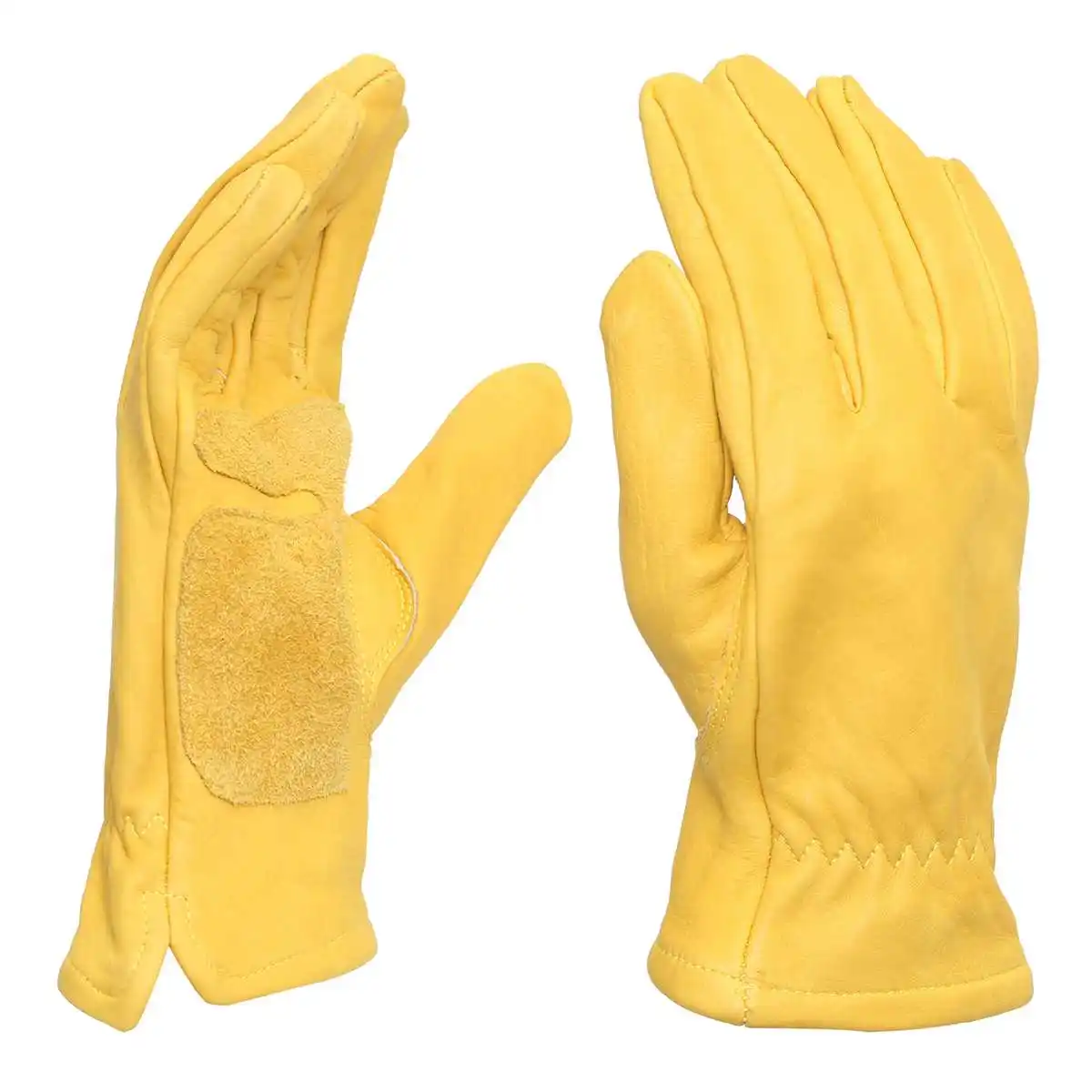 1 пара, винтажные Кожаные Мотоциклетные велосипедные перчатки, желтые универсальные противоскользящие перчатки для скутера, работы, охоты, полный палец, перчатки M, L, XL, XXL