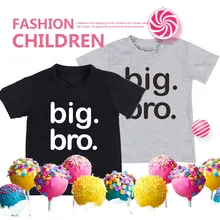 Children Gray Big Bro Letters Print T Shirt  Boys Summer Clothes Short Sleeve Cotton Tops Kids T Shirts Funny Top Tees Drop Ship