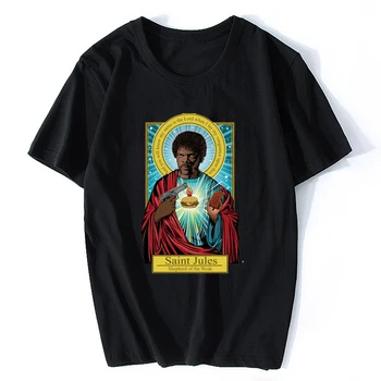 

Saint Jules Movie Pulp Fiction T Shirt Quentin Tarantino Tees Streetwear Short Sleeve Top Clothing Black Shirt 3XL