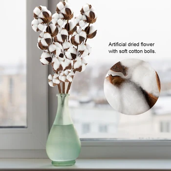 

Top Sale 3pcs 10 Bolls Natural Cotton Stems Kapok Dried Flower Wedding Party Home Decor 60cm Wedding Decoration