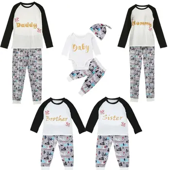 

Hot Family Matching Casual Letter Print Pajama Outfit Parent-Child Cotton Sleepwear Nightwear