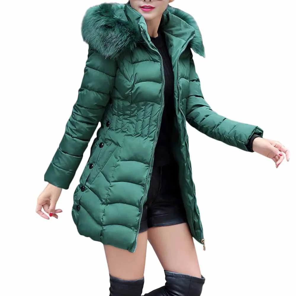 Парки с натуральным мехом, повседневное пальто на молнии, высокое качество, с капюшоном, зимнее женское хлопковое длинное утепленное тонкое пальто Nov29