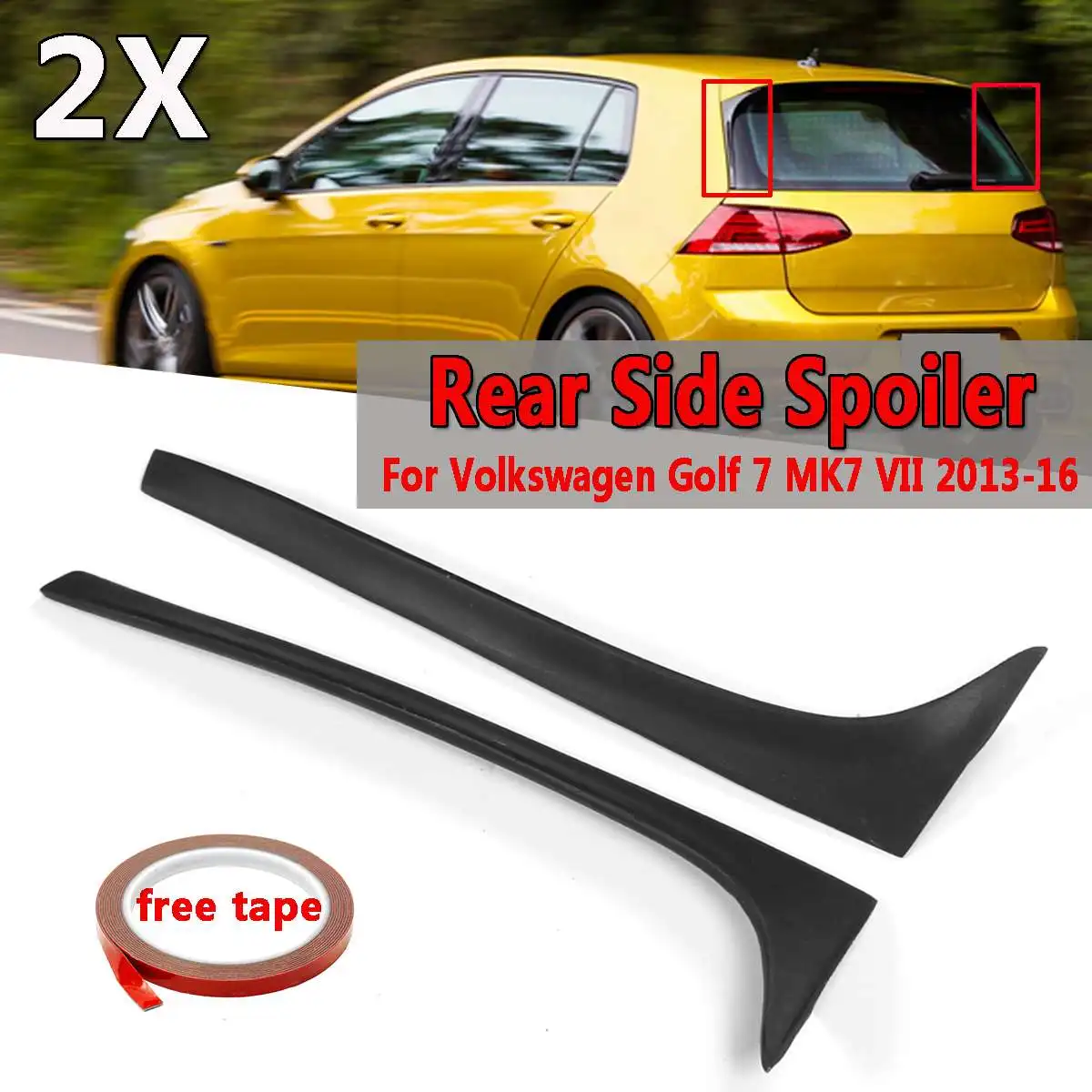 

2pcs Rear Side Spoiler For Volkswagen Golf 7 MK7 VII 2013~2016 R-Line Style Black ABS Plastic Rear Tunk Side Wing Spoiler New