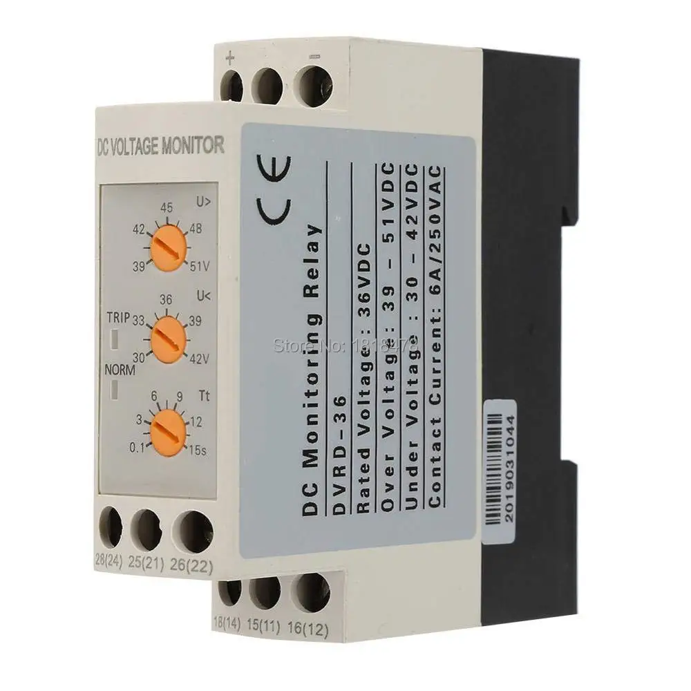 DVRD-12 dc 12V 24V 36V 48V 과전압 및 저전압 보호 릴레이 35MM 가이드 레일