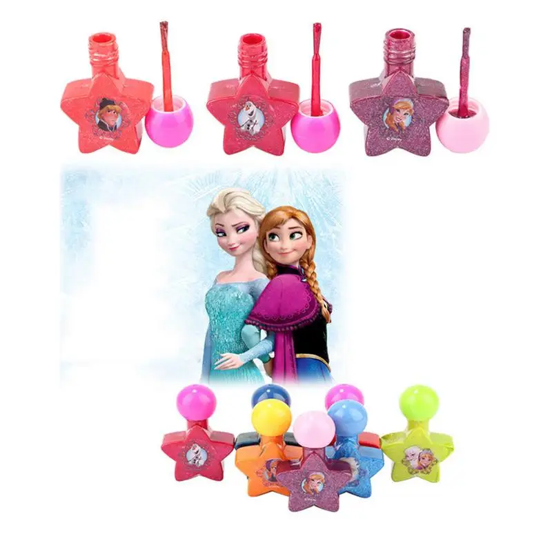 

Disney 8 Colors/Set Water Soluble Fingerprint Kids Cosmetic Makeup Girl Show Toys For Children Gifts Nail Polish Pretend Play