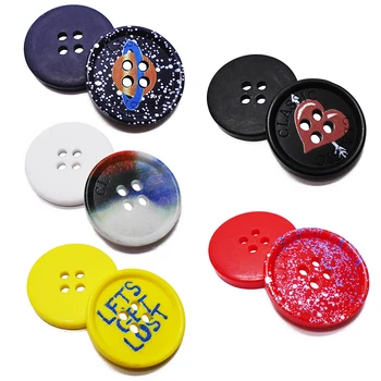 

ZIEENE Free Shipping 1000PCs New Topper Laser Big Painting Resin Buttons Sewing Scrapbooking Craft For Handmade Overcoat 4 Holes